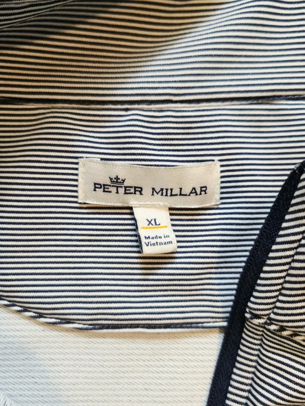 Peter Millar Perth Sugar Stripe Performance Quarter-Zip Blue And White Stripe XL